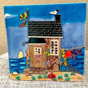 Envogue Beach Scene Decorative Ceramic Art Tile